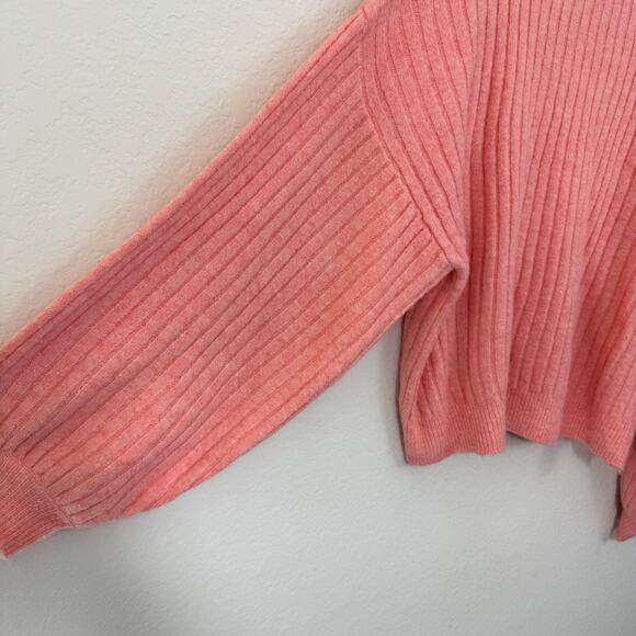 Miss Selfridge Women Ribbed Knit Sweater Size 4 Balloon Sleeves Mock Neck Orange - Picture 5 of 9